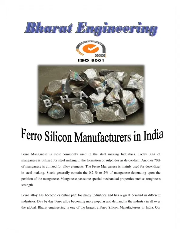 Ferro Silicon Manufacturers in India
