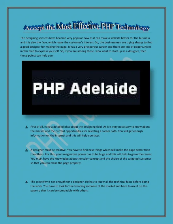 Accept the Most Effective PHP Technology