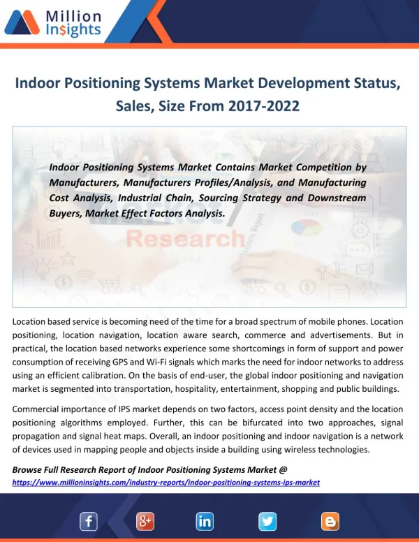Indoor Positioning Systems Market Share, Top 5 Manufacturers, Sales From 2017-2022