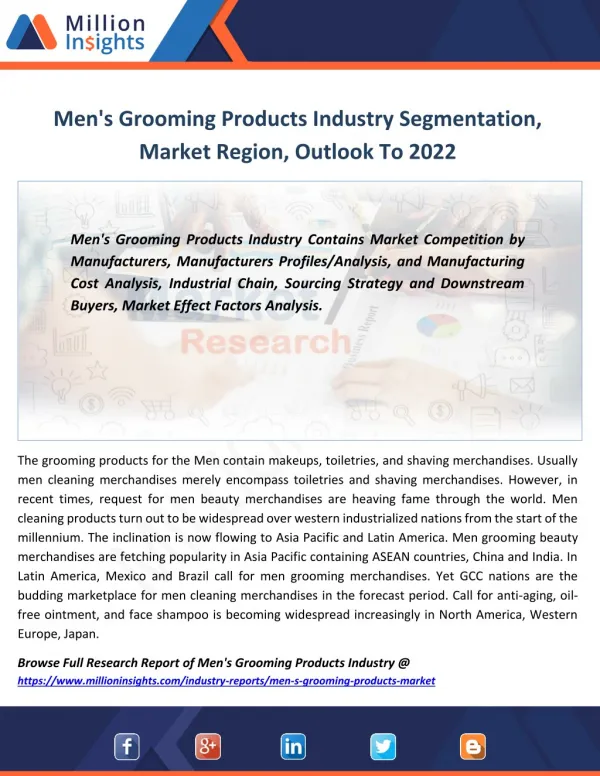 Men's Grooming Products Industry Research By Application, Growth rate By 2022