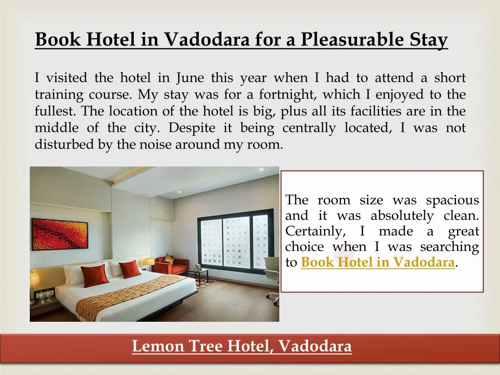 book hotel in vadodara for a pleasurable stay