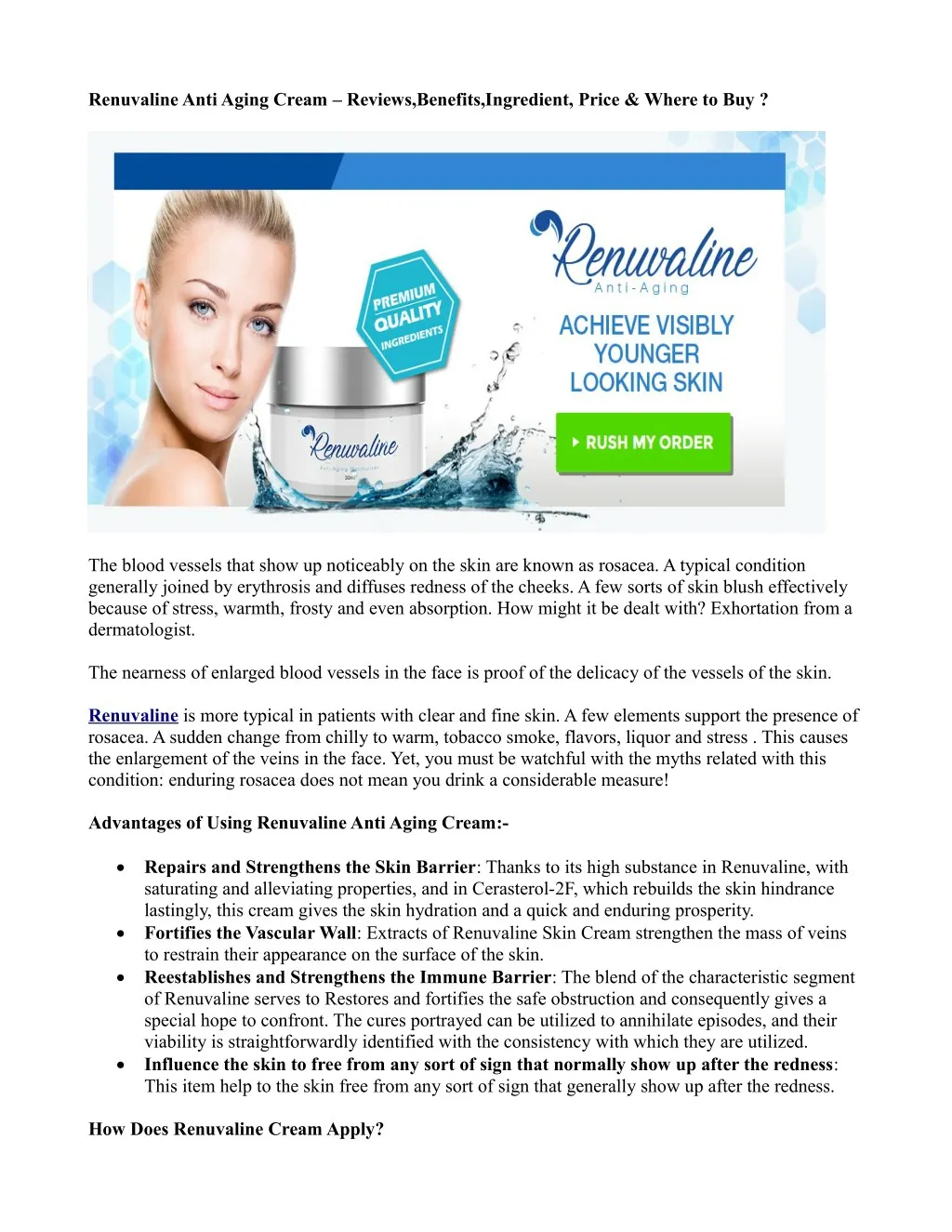 renuvaline anti aging cream reviews benefits