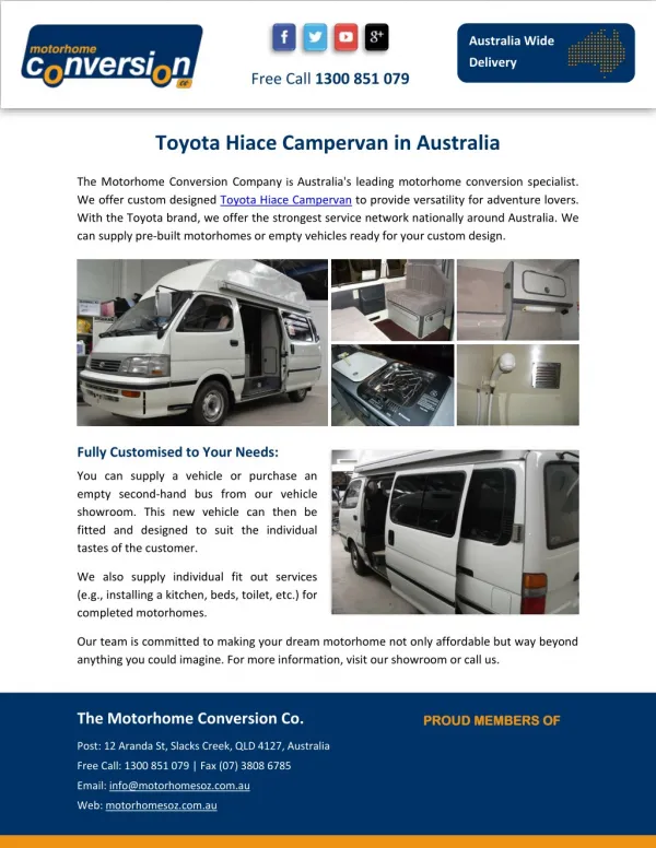 Toyota Hiace Campervan in Australia