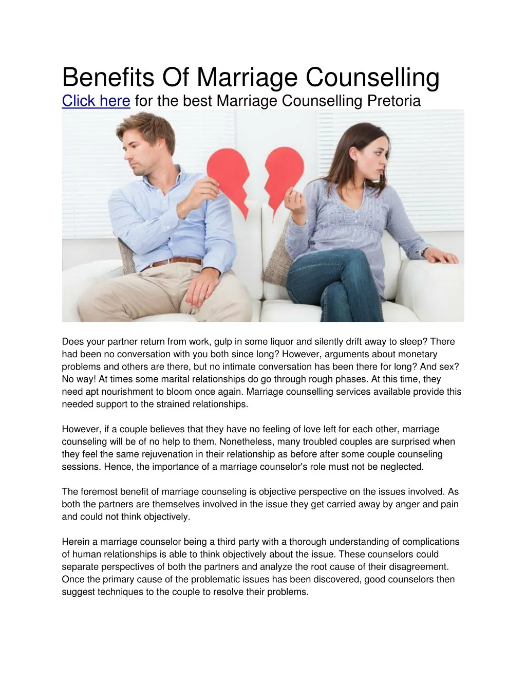 benefits of marriage counselling click here