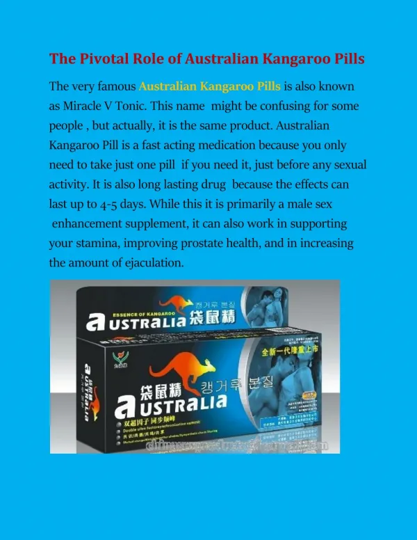 The Pivotal Role Of Australian Kangaroo Pills
