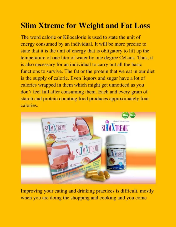 Slim Xtreme for Weight and Fat Loss