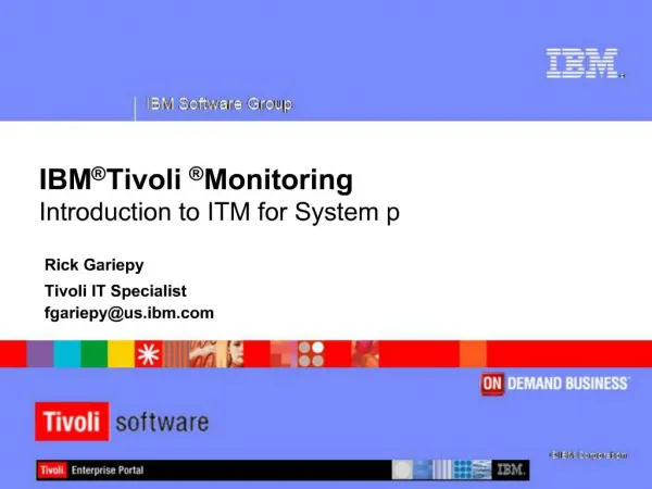 IBM Tivoli Monitoring Introduction to ITM for System p
