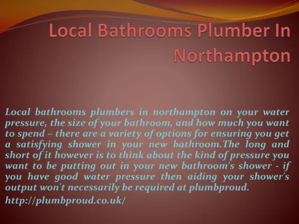 Local Bathrooms Plumber In Northampton