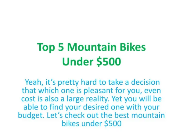 Top 5 Mountain Bikes Under $500