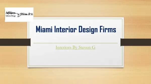 Miami Interior Design Firms