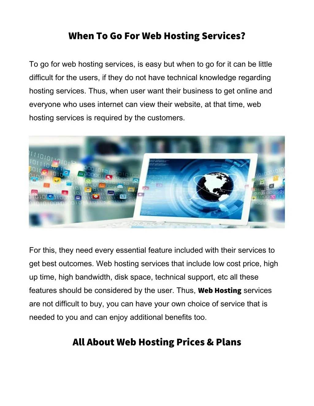 when to go for web hosting services