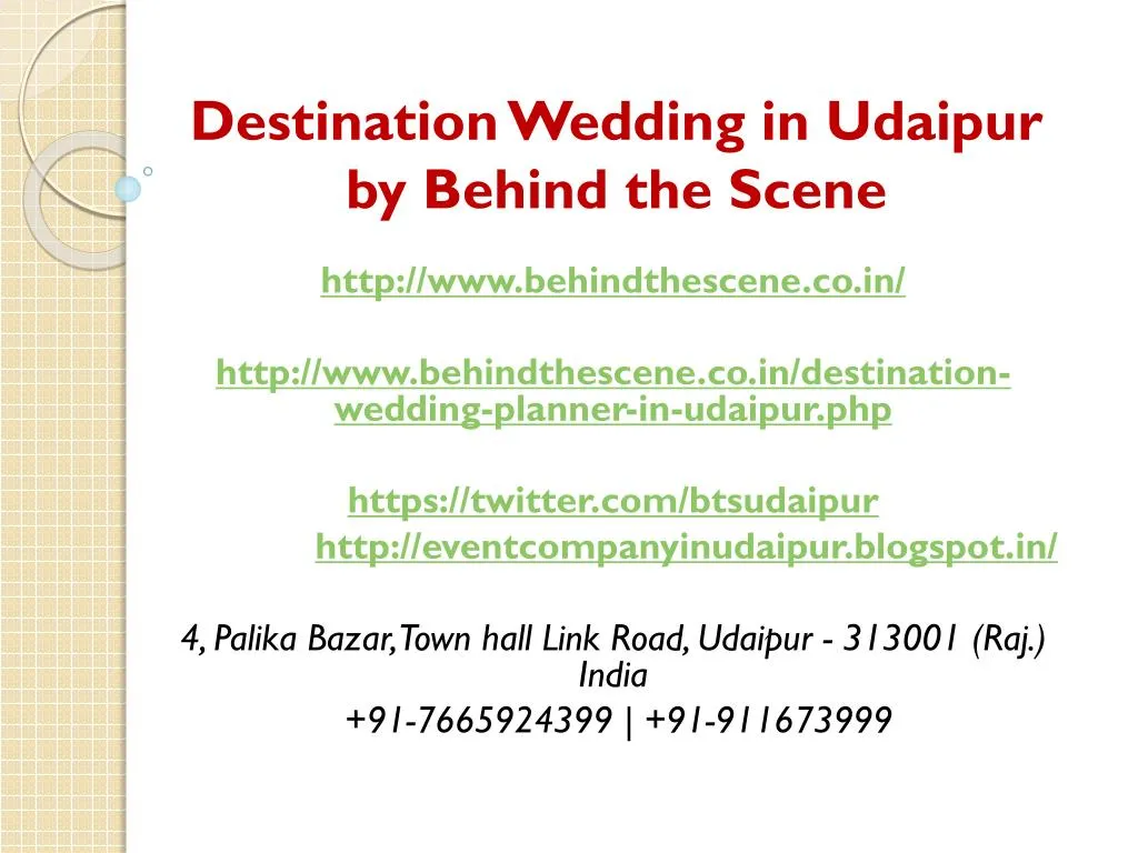 destination wedding in udaipur by behind the scene