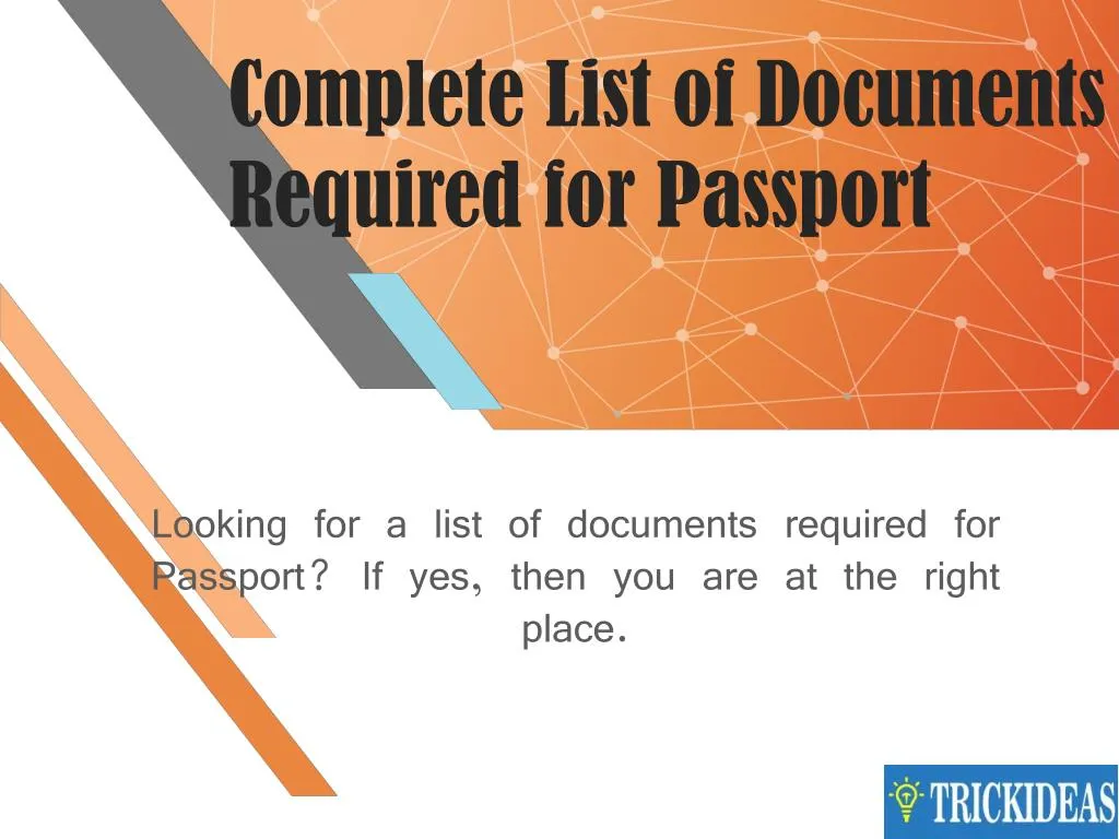 complete list of documents required for passport