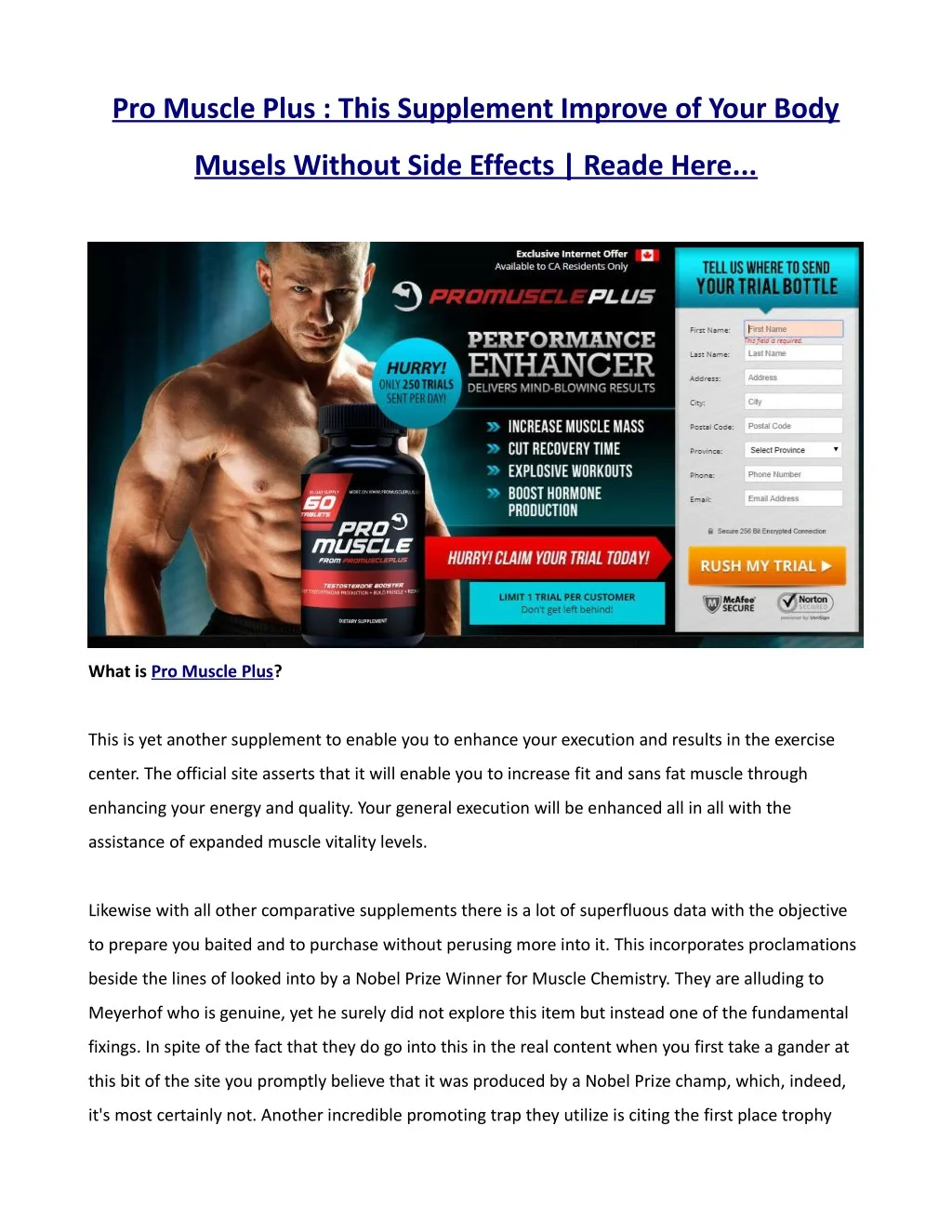 pro muscle plus this supplement improve of your
