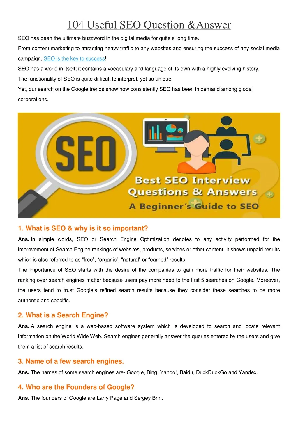 104 useful seo question answer