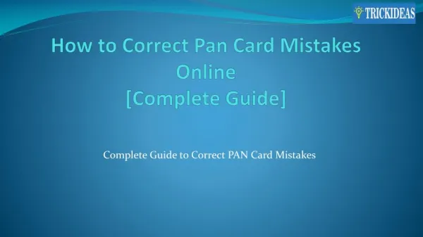 How to Correct Pan Card Mistakes Online [Complete Guide]