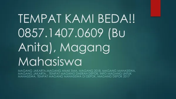 TEMPAT KAMI BEDA!! 0857.1407.0609, Tempat Prakerin Tkj di Depok