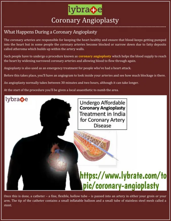 Coronary Angioplasty - Lybrate