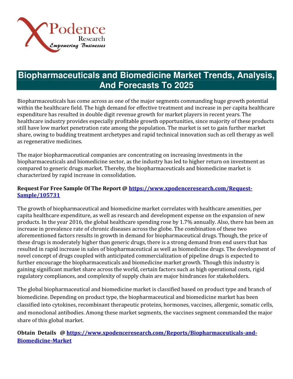 biopharmaceuticals and biomedicine market trends