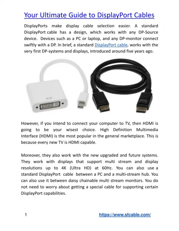 Buy DisplayPort Cables: DP to DP, DP to HDMI, DP to DVI
