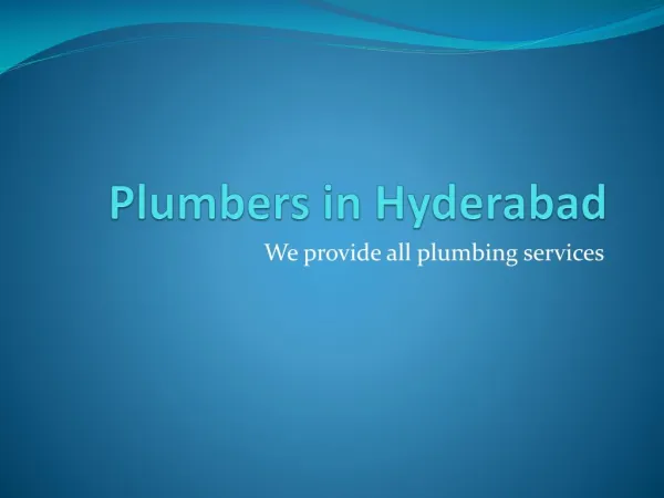 Plumbers in Hyderabad