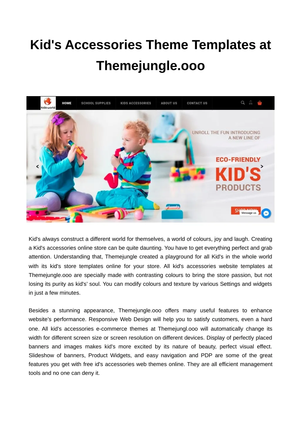 kid s accessories theme templates at themejungle