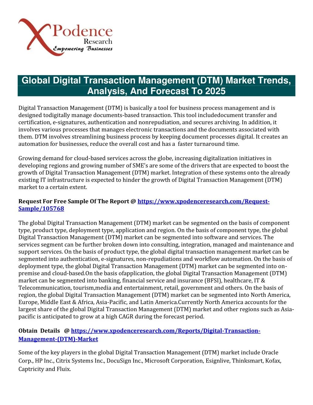 global digital transaction management dtm market