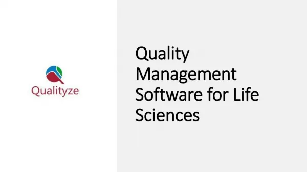 Quality Management Software for Life Sciences