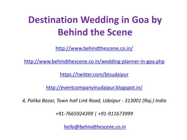 Destination Wedding in Goa by Behind the Scene