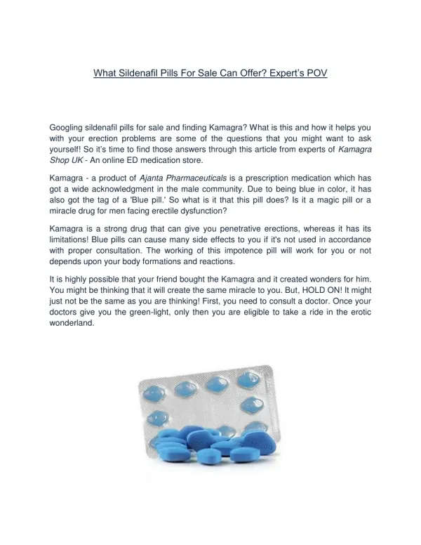 What Sildenafil Pills For Sale Can Offer Expert’s POV