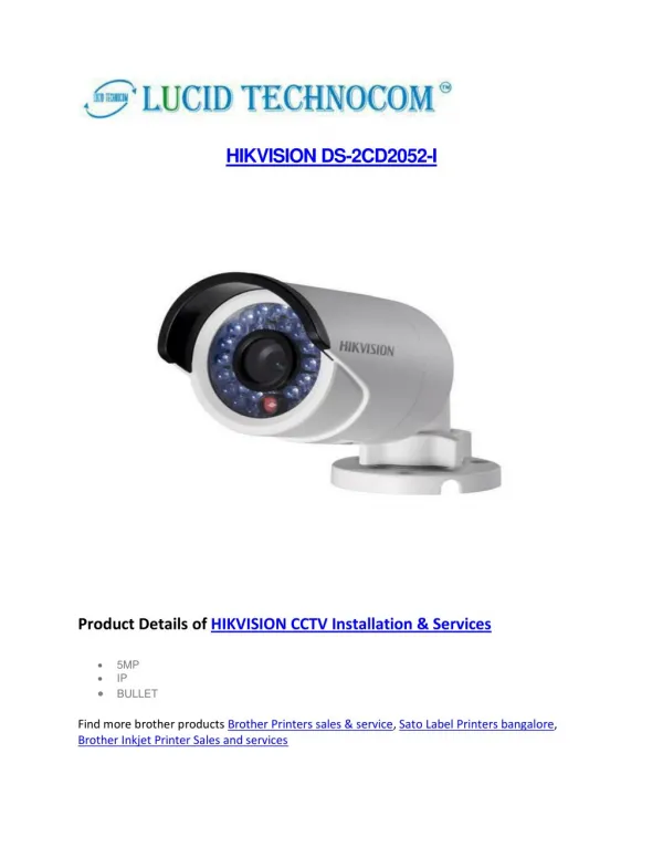 CCTV Installation & Services HIKVISION DS-2CD2052-I