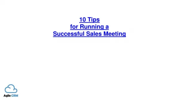 10 tips for running a successful sales meeting