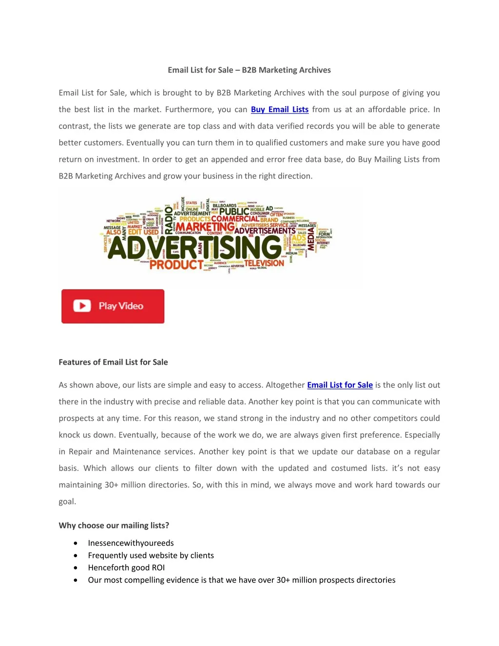email list for sale b2b marketing archives