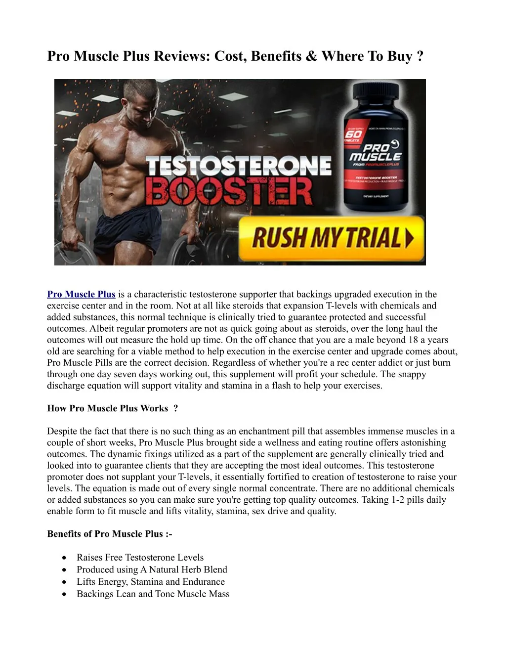 pro muscle plus reviews cost benefits where to buy