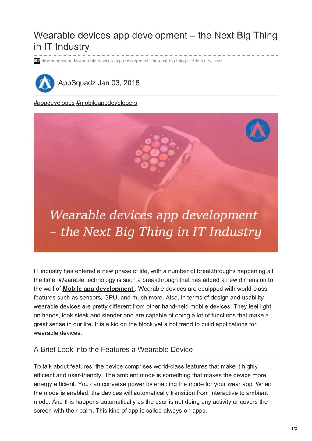 wearable devices app development the next