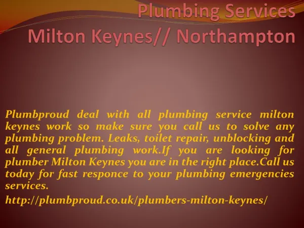Plumbing Services Northampton