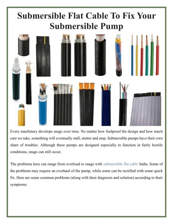 Submersible Flat Cable To Fix Your Submersible Pump