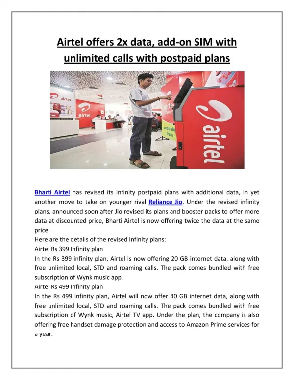 Airtel Offers 2x Data, Add-On SIM With Unlimited Calls With Postpaid Plans