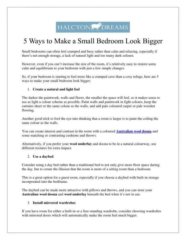 5 Ways to Make a Small Bedroom Look Bigger