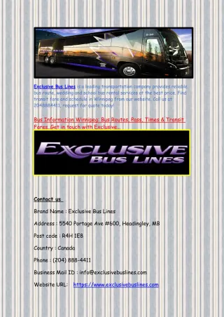 Winnipeg Transit Fare and Routes at Exclusivebuslines.com - slide 1