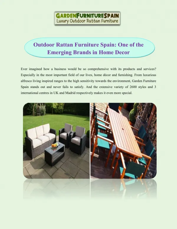 Outdoor Rattan Furniture Spain: One of the Emerging Brands in Home Decor