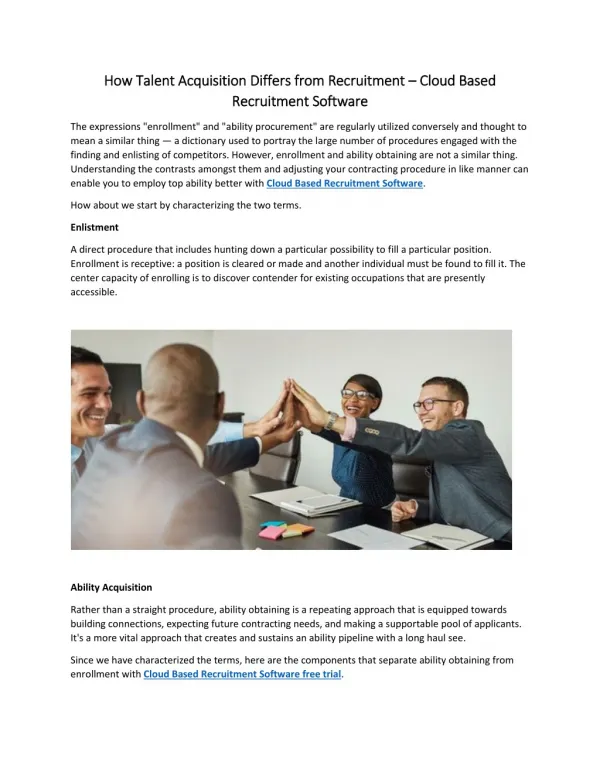 How Talent Acquisition Differs from Recruitment â€“ Cloud Based Recruitment Software