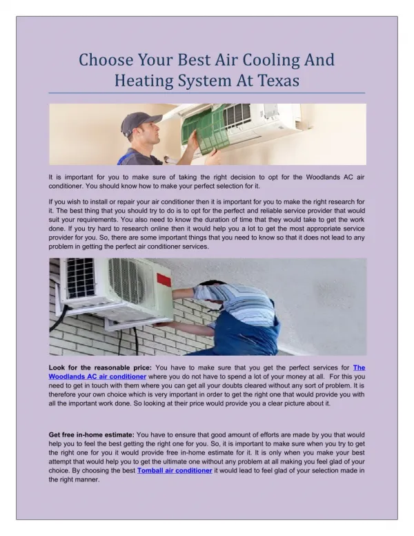 Air Cooling And Heating Systems
