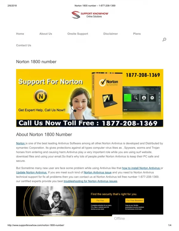 Norton 1800 number – 1 877 208 1369 | Contcat us