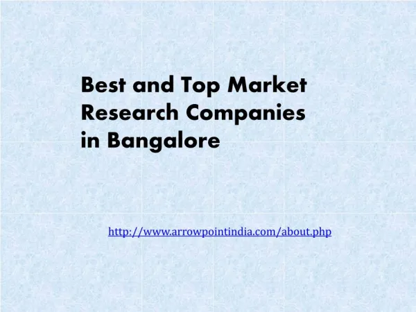 Professional Market Research Companies in Bangalore