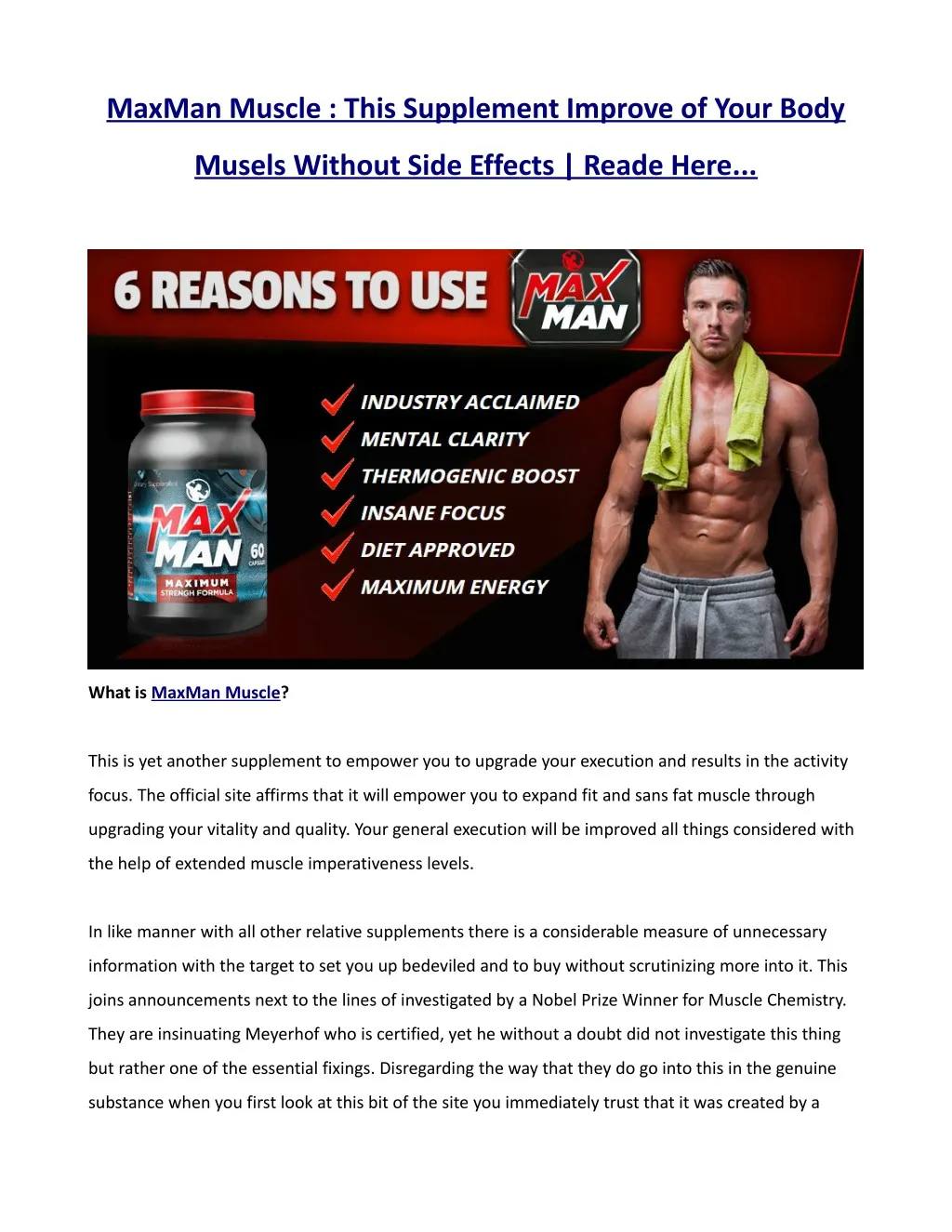 maxman muscle this supplement improve of your body