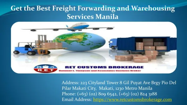 Get the Best Freight Forwarding and Warehousing Services Manila