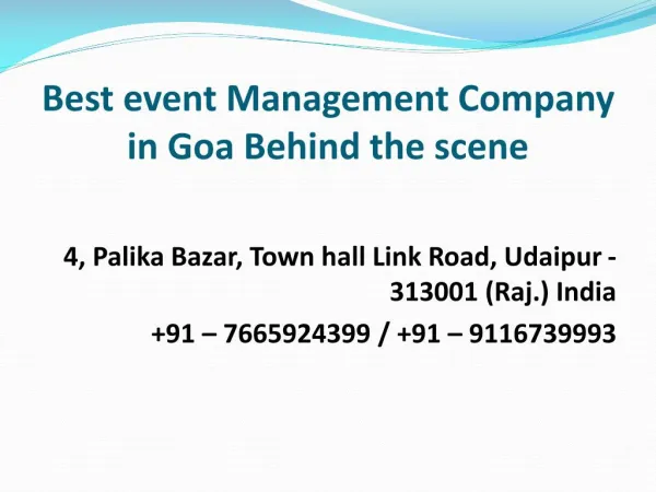Best event Management Company in Goa Behind the scene
