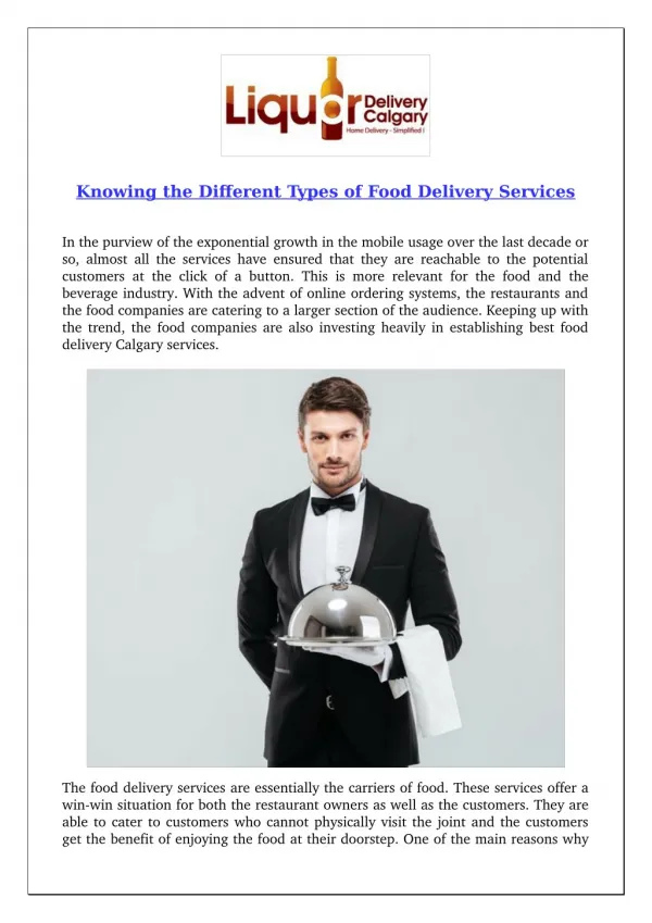 Knowing the Different Types of Food Delivery Services