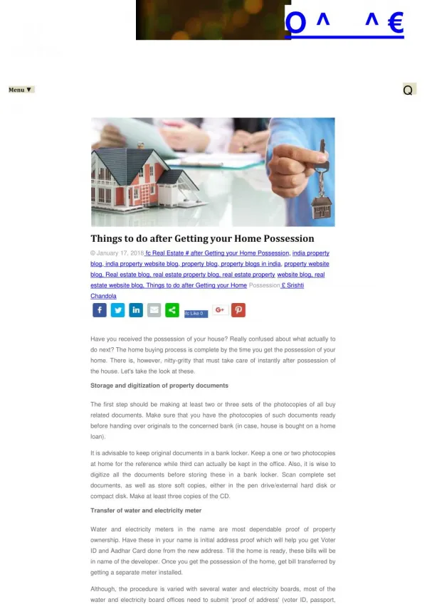 Things to do after Getting your Home Possession